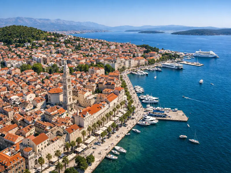 Split harbour aerial view
