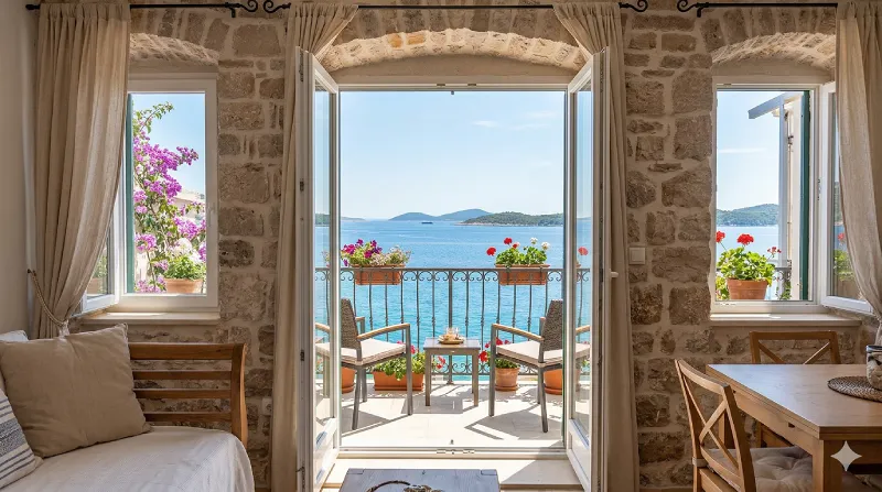 Dalmatian apartment with sea view balcony