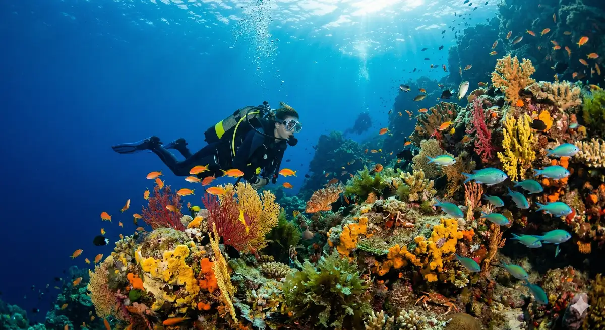 Scuba diving — colourful reef and fish