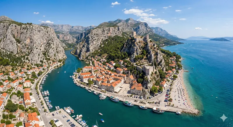 Omiš town at the mouth of the Cetina canyon