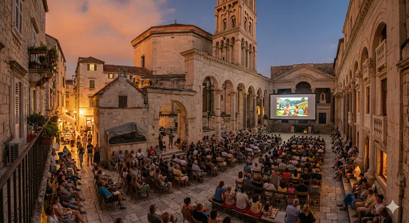 Open-air cinema in Split old town