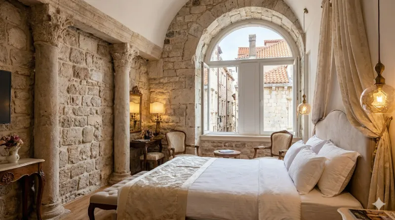 Boutique hotel room inside Diocletian's Palace