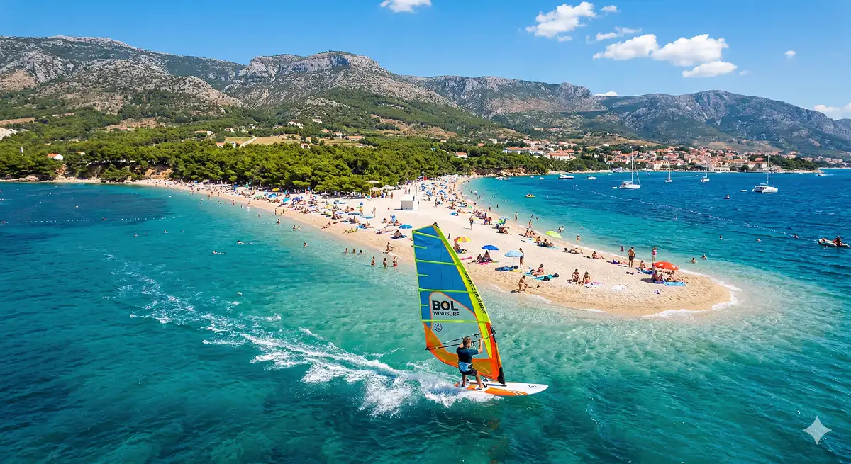 Windsurfer on Zlatni Rat beach, Bol